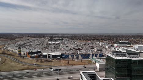 aerial-view-of-DIX30-shopping-center-in-Brossard,-near-Montreal