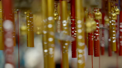 Close-up-wind-Chimes-hangs-on-the-porch-of-the-house