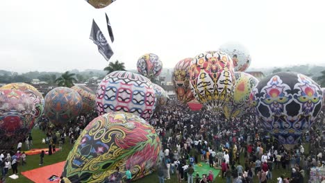 Festival-De-Globos-Aerostáticos,-Vista-Aérea,-Wonosobo