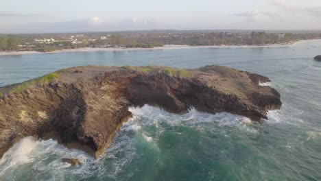 Drone-stock-footage-of-Island-on-the-coast-of-Kenya,-Watamu