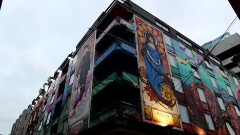 Graffitis-of-Blooms-Hotel-at-Temple-Bar-district-in-Dublin