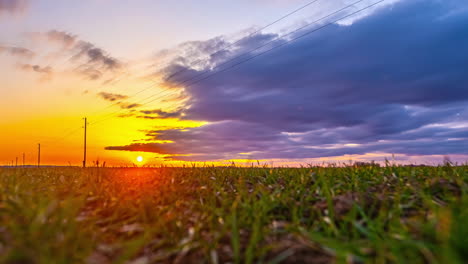 Open-field-sunrise-with-golden-bright-light-arouse-from-the-horizon,-ethereal-hues-painting-Latvian-countryside