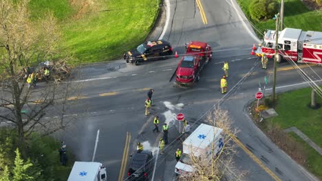 Car-Crash-on-Junction-in-american-suburb-at-sunset