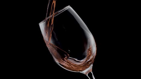 El-Elegante-Vertido-De-Vino-Tinto-En-Una-Copa,-Sobre-Un-Fondo-Negro,-Simboliza-La-Esencia-Indulgente-Del-Lujo-Y-El-Arte-Del-Deleite-Sensorial.