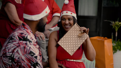 Gente-Feliz-Celebrando-La-Navidad-En-El-Jardín