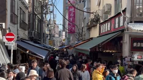 Callejón-Frente-Al-Mercado-De-Pescado-De-Tsukiji,-Tokio,-Japón