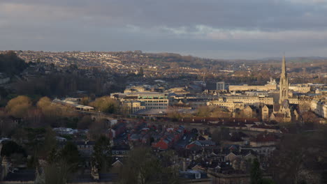 Georgian-Cityscape-From-Bath-Skyline-Park-In-Bath,-Somerset,-United-Kingdom