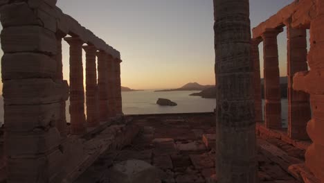 epic-aerial-footage-of-Temple-of-Poseidon-at-golden-hour-,amazing-view