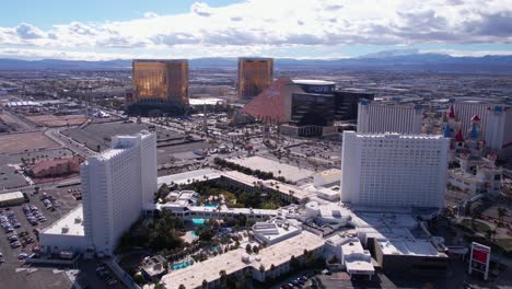 Las-Vegas-Nevada-USA,-Aerial-View-of-Former-Tropicana-Casino-Hotel-Before-Demolition,-Mandalay-Bay-and-Luxor