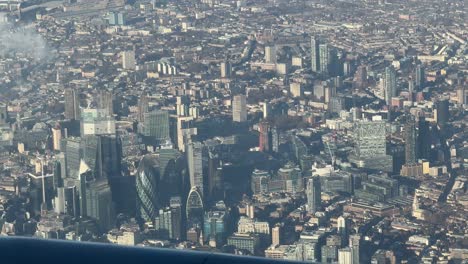 London-town-financial-district-view-from-British-airways-plane-window