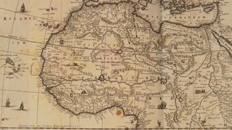 Alte-Karte-Detail-Von-Afrika-Kartographische-Darstellung-Des-Mittelmeeres