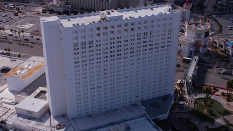 Las-Vegas-USA,-Tropicana-Casino-and-Hotel,-Aerial-View-of-Former-Resort-Building-Before-Demolition,-Drone-Shot