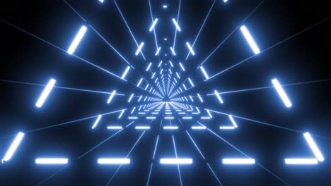 Fondo-De-Animación-De-Bucle-Vj-De-Luz-Láser-Azul-De-Túnel-Triangular-4k