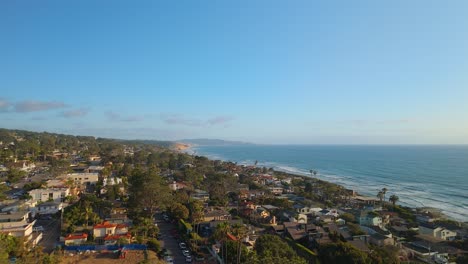 Panoramic-Aerial-View-Of-Seaside-Town-In-Del-Mar-In-San-Diego-County,-California,-United-States