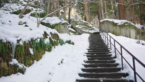 Zeitlupenaufnahme-Mit-Schwenk-über-Eisbedeckte-Treppe