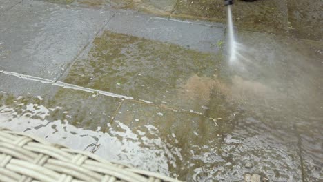 Deep-cleaning-paving-stones-using-high-pressure-water-cleaner