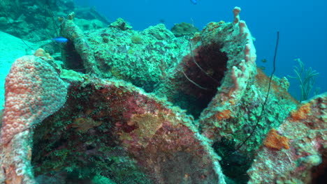La-Cámara-Rodea-Un-Arrecife-Artificial-Formado-Por-Grandes-Tuberías.