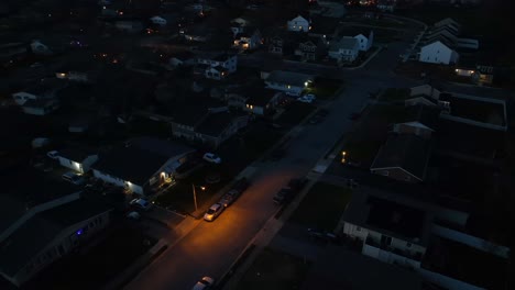 Warm-lighting-lantern-outdoors-in-american-neighborhood-at-night