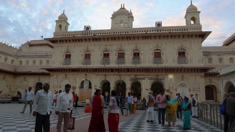 Ayodhya,India---Mar-06,2024:Kanak-Bhawan-is-a-temple-in-Ram-Janmabhoomi-Ayodhya,Sacred-Hindu-temple-with-vibrant-architecture-and-dramatic-sky-as-the-palace-gifted-to-Sita-by-Lord-Rama-by-Kaikeyi