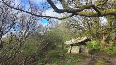 Zeitraffer:-Menschen-Besuchen-Die-Antike-Stätte-Und-Die-Zeitlose-Landschaft-Des-Gaulstown-Dolmen-In-Waterford,-Irland,-Einem-Historischen-Ort-Und-Einer-Landschaft