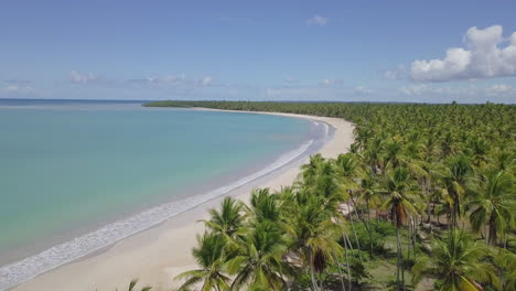 A-captivating-scene-emerges-at-the-Natural-Pools-of-Barra-de-Lagoa-in-Morro-de-Sao-Paulo,-Bahia,-Brazil,-where-verdant-trees-and-alluring-white-sands-come-together-to-create-a-tranquil-atmosphere