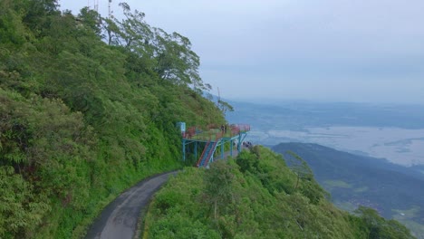 Aerial-view-of-road-on-the-Telomoyo-Mountain,-Indonesia