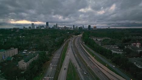 Aerial-View-Of-Vehicles-Driving-Through-T