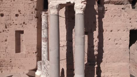 Ancient-columns-from-Roman-Antiquity,-drone-elevation