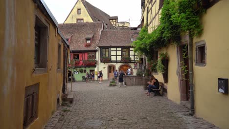 Riquewihr---Nestled-at-the-bottom-of-a-valley-leaned-against-the-mountain-and-the-forest,-the-village-is-a-pearl-of-the-vineyards-of-Alsace
