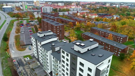 New-build-apartment-modern-complex-aerial-drone-real-estate-presentation