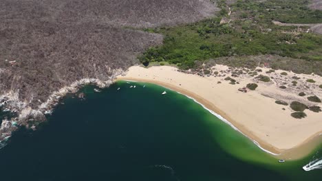 Cacaluta-Bay,-Huatulco,-Oaxaca,-drone-captured-aerial-views