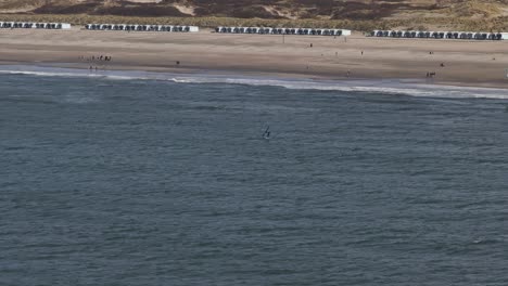 Windsurfing-At-The-Beach-Of-Hoek-Van-Holland,-Netherlands