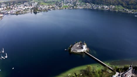 Aerial-footage-of-beautiful-city-Gmunden-in-Austria