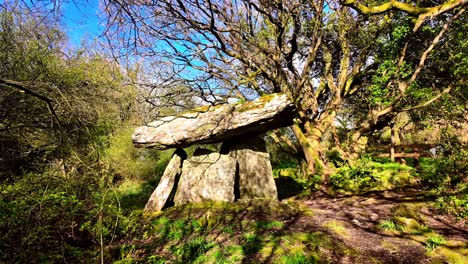 Sombras-En-Movimiento-En-Tierras-Antiguas-Y-Sitios-De-Monumentos-Lugares-Mágicos-En-La-Historia-Y-El-Tiempo-Antiguos-En-Irlanda-Gaulstown-Dolmen-Waterford-Irlanda-Patrimonio-Protegido-E-Historia-De-La-Tierra