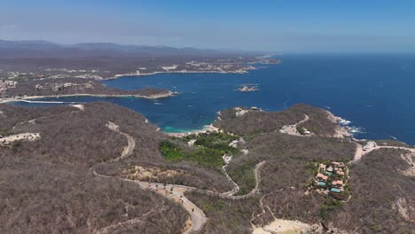 Bahías-De-Huatulco,-Playa-Y-Parque-Natural,-Vista-Aérea