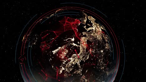 Blick-Auf-Den-Rotierenden-Planeten-Erde-Aus-Dem-Weltraum-Mit-Animation-Des-Elektromagnetischen-Felds