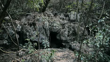 Static-shot-of-a-small-cave-in-Cat-Ba-Island-in-Vietnam