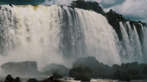 Iguazu-Falls-Cascade-With-Mist-In-Parana,-Brazil