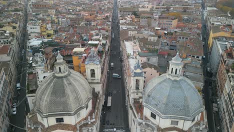 Aerial-View-Above-Two-Twin-Churches-in-Piazza-del-Popolo