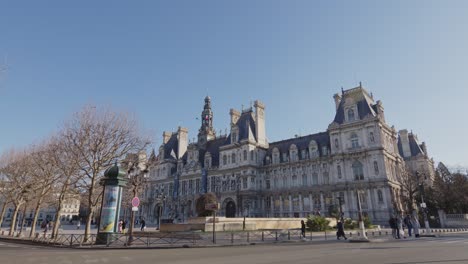 Vista-Panorámica-Del-Ayuntamiento-Del-Hotel-De-Ville-En-París,-Francia