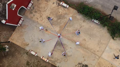 Aerial-top-down,-view-above-people-and-flowers,-at-a-wedding-party,-in-Mexico---Screwdriver,-drone-shot