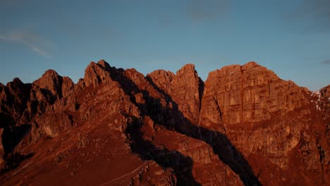 Resegone-red-colored-rocky-mountains-at-sunset,-Italy