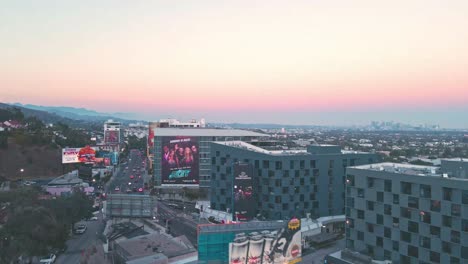 Sunset-Boulevard---Drone-Flight-Orbit-Over-Billboards