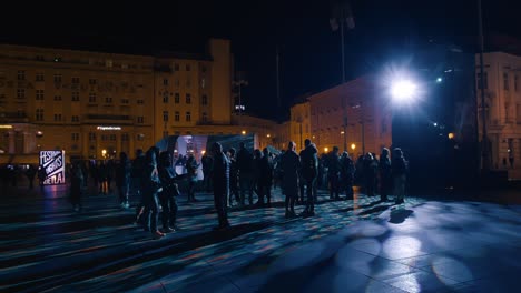 Galaxy-AI-Shadows,-Jelacic-Square,-Zagreb-Festival-of-lights
