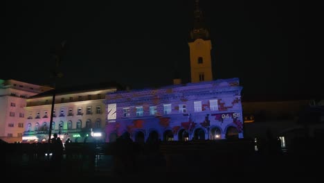 Mercado-Dolac-Iluminado-Durante-El-Festival-De-Las-Luces,-Zagreb,-Croacia