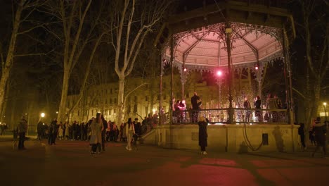 Enchanted-Bubbles-at-Zrinjevac-Music-Pavilion,-Festival-of-Lights,-Zagreb-Croatia