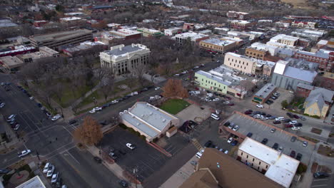 Prescott,-Arizona,-Estados-Unidos,-Vista-Aérea-De-Los-Edificios-Del-Centro-Y-La-Corte-Del-Condado-De-Yavapai-Y-La-Plaza-Del-Tribunal