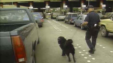 1990S-DRUG-SNIFFING-DOG-WORKING-AT-BORDER-CROSSING