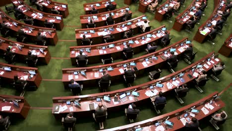 Bird's-eye-view-of-lawmakers-is-seen-in-the-Legislative-Council-building-main-chamber-during-the-annual-policy-address-in-Hong-Kong