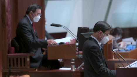 John-Lee-Ka-chiu-,-Hong-Kong-Legislative-Council-President,-delivers-the-annual-policy-address-at-the-Legislative-Council-building